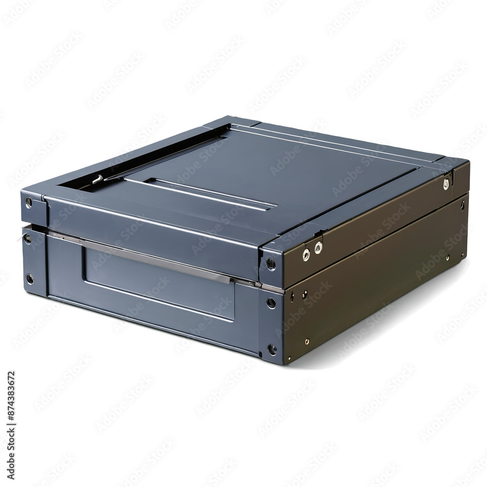 Poster A portable boxshaped device made of hard material with a sliding mechanism to access its contents..