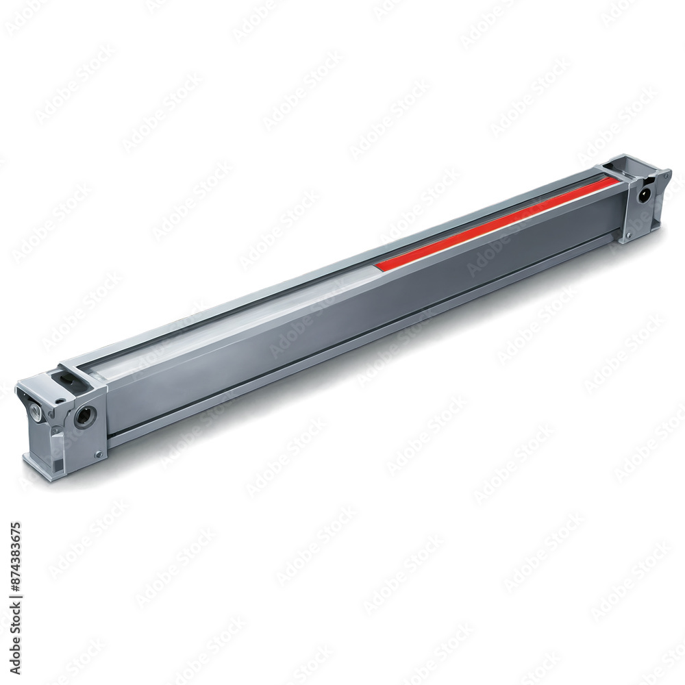 Sticker A leveler with a horizontal tube filled with a light substance and two red lines depicting true horizontal alignment..