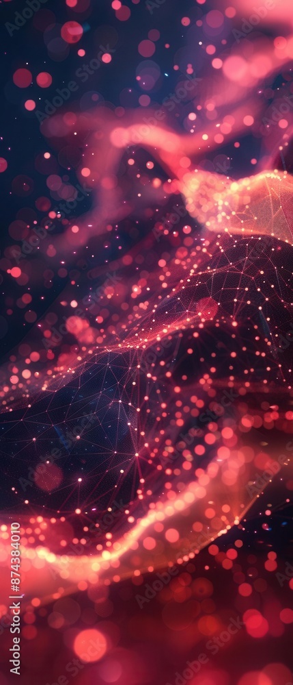 Poster 3d abstract space background with low poly design, interconnected dots and lines. concept art