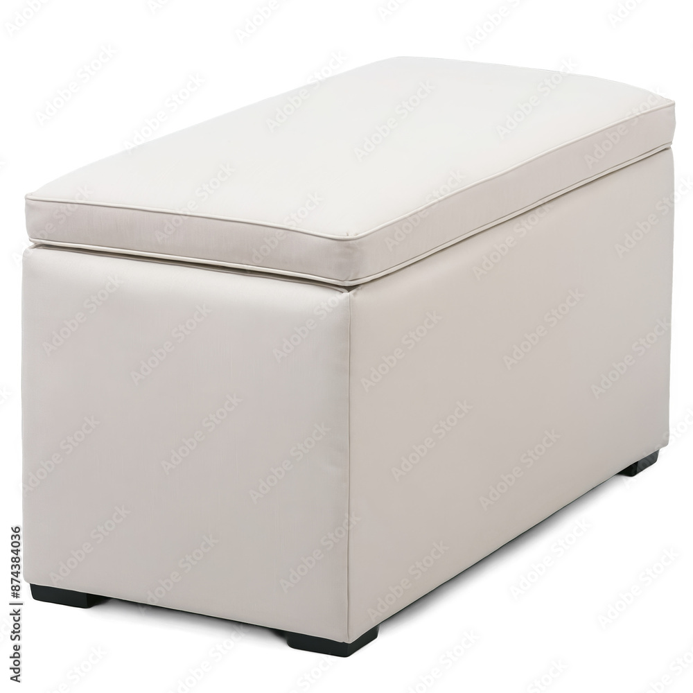 Aufkleber A versatile rectangular ottoman in a neutral beige color ideal for storing blankets books or other items while also providing extra seating..