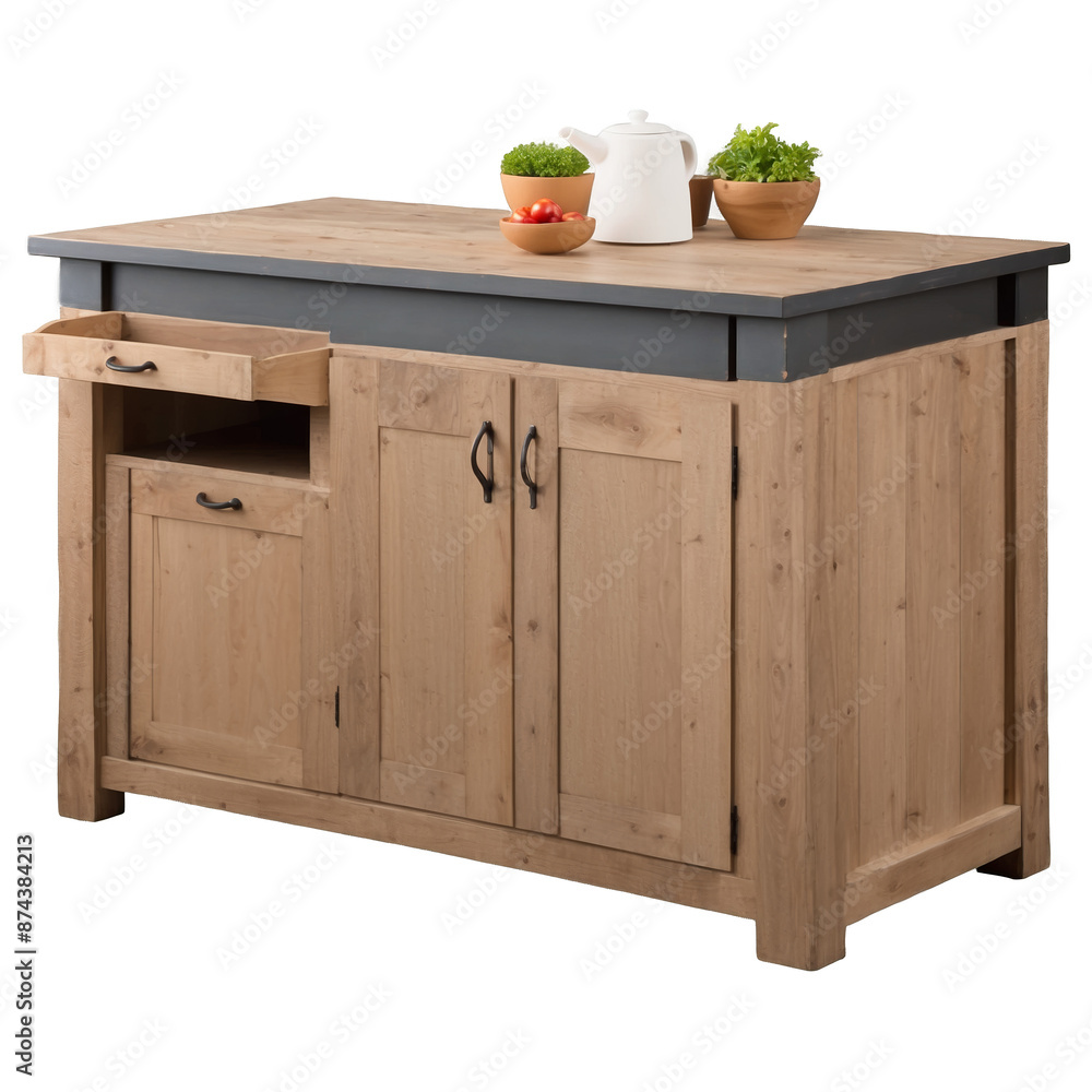 Poster A stylish and functional piece of furniture with a rustic charm perfect for displaying kitchenware..