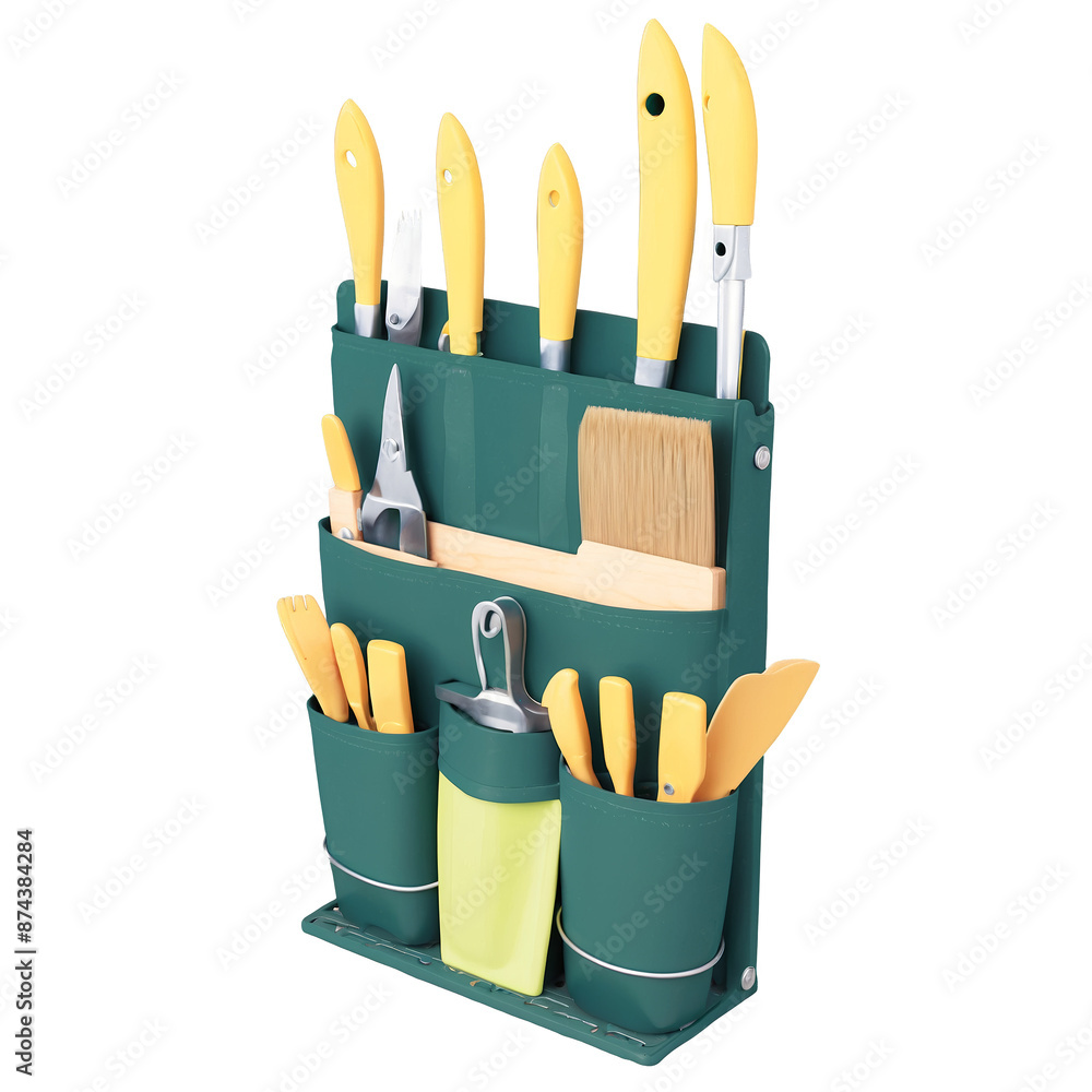Poster A sy tool holder featuring multiple levels that can accommodate a variety of gardening implements..