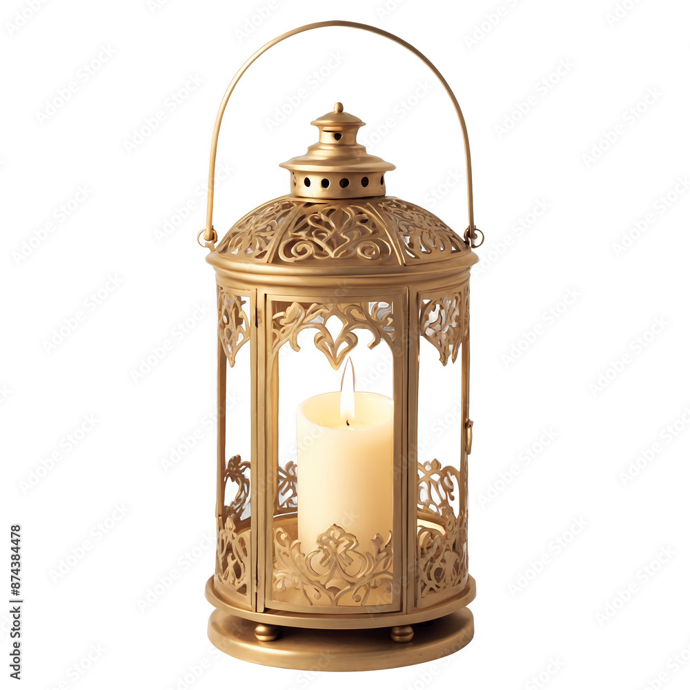 Aufkleber a victorianstyle lantern with a brass finish adorned with ornate patterns and a candle holder inside