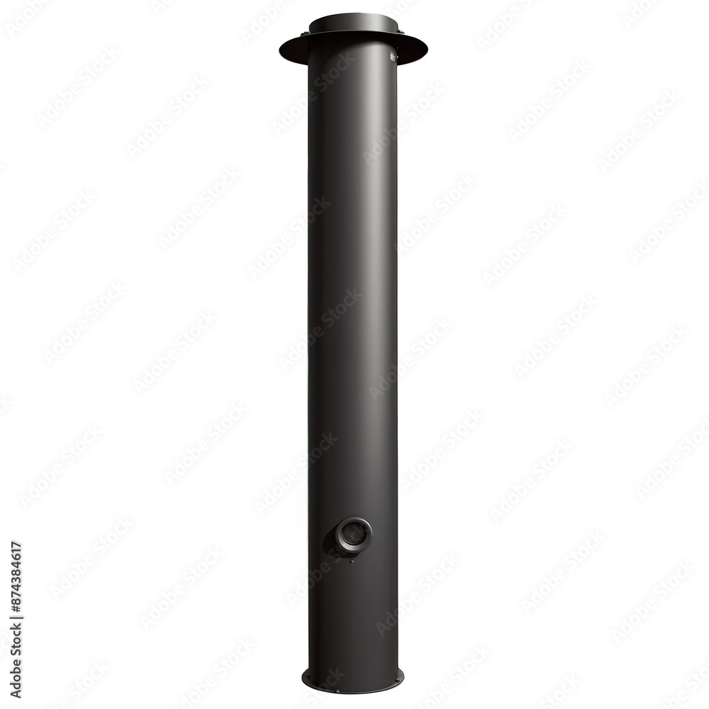 Poster a simple light fixture consisting of a cylindrical post and a circular light source. the post is mad