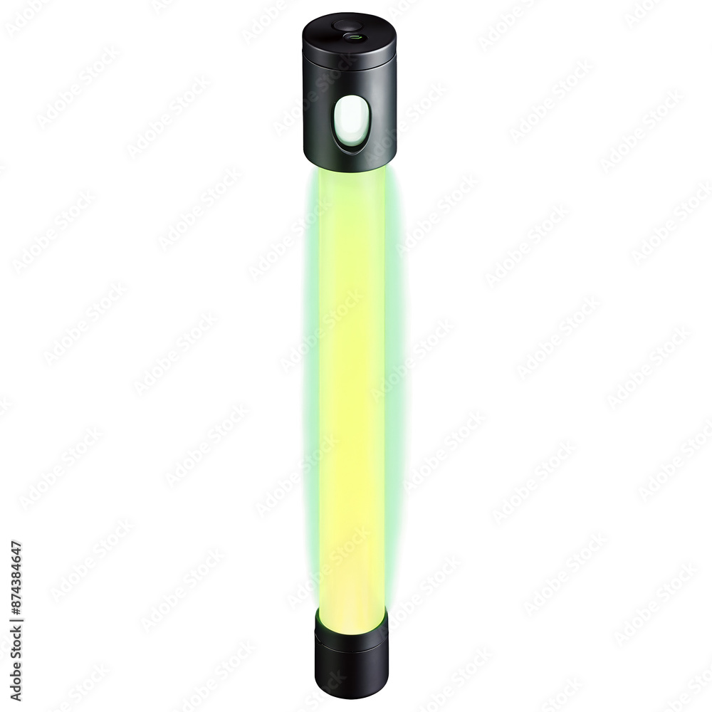 Poster A portable lighting tool with a sleek design and a narrow glowing beam that can detect fluorescent objects..