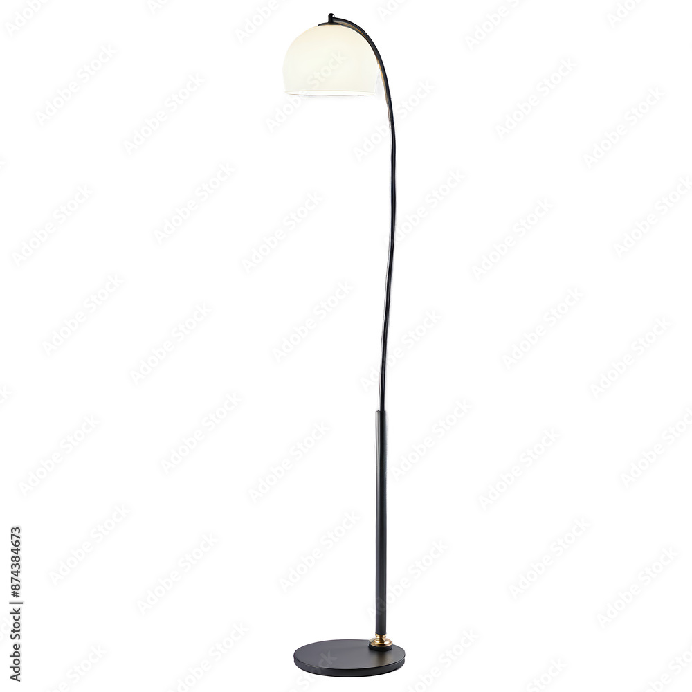 Aufkleber a tall slender lamp with a frosted glass shade and a curved stand..