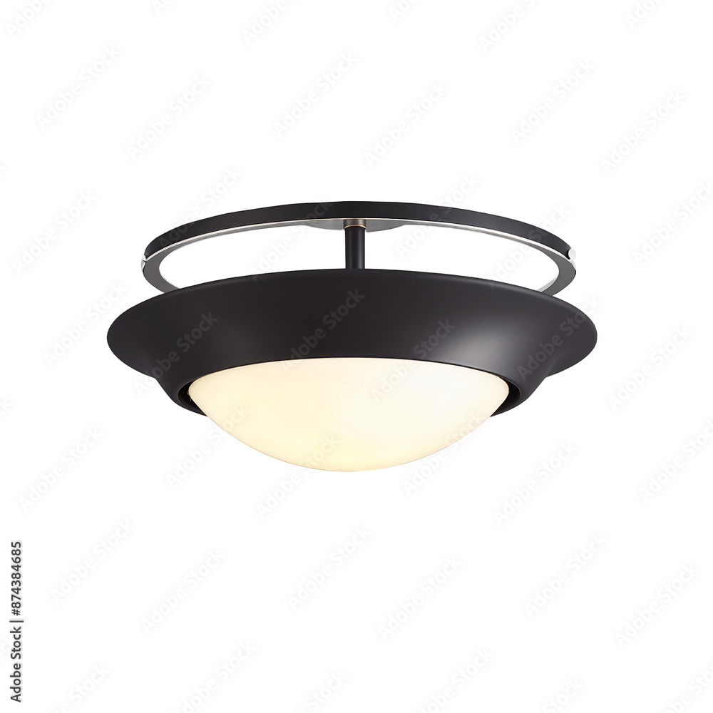 Poster a modern minimalist ceiling light featuring a semiflush design and brushed metal accents..