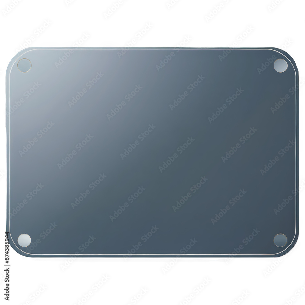 Poster a board made of thin flat metal with rounded corners..