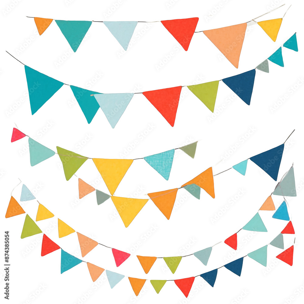 Poster A strand of vibrant fabric triangles strung together in a playful manner ideal for adding a pop of color to a boring wall..
