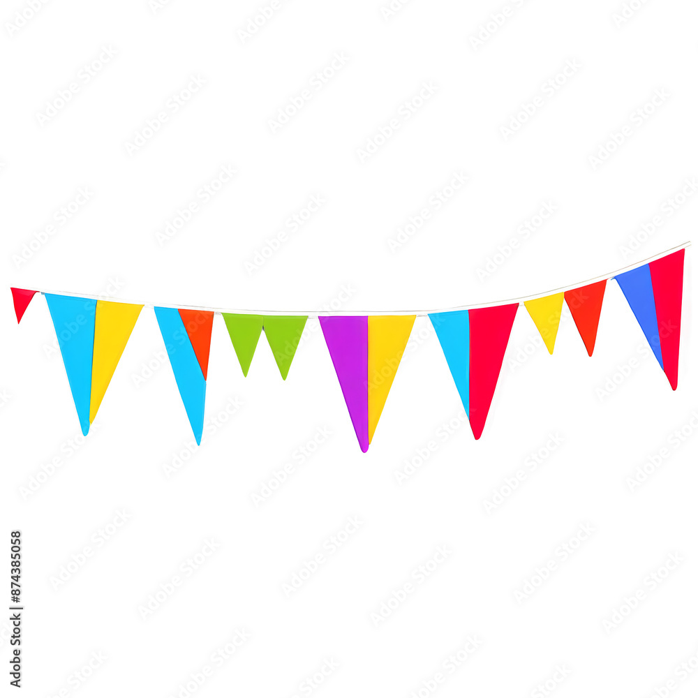 Fototapete A long string of colorful triangular flags with each flag featuring a different vibrant pattern..