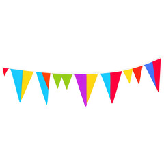 Fototapeta premium A long string of colorful triangular flags with each flag featuring a different vibrant pattern..