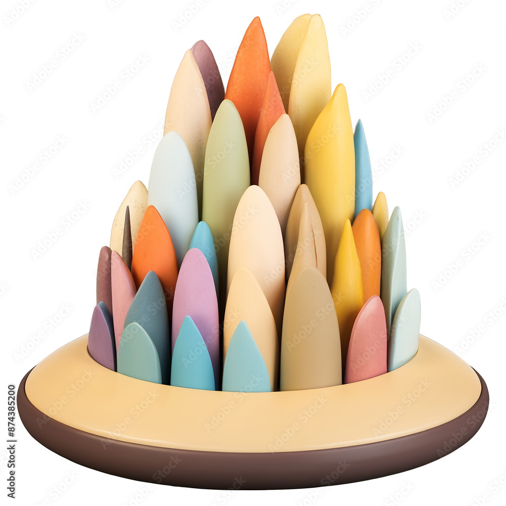 Poster A display of vibrant and textured pieces of natural material neatly arranged in a ceramic holder..