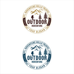 Vintage adventure outdoor camping logo badge with illustration vector
