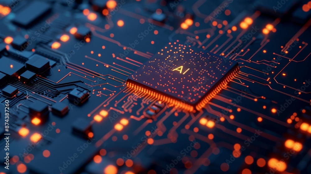 Poster futuristic microchip technology concept generative ai