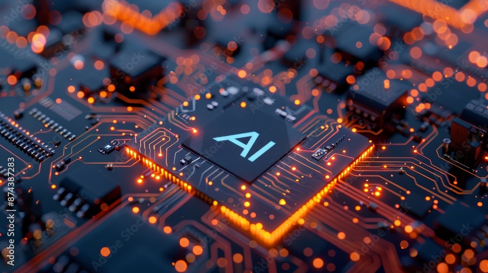 Poster futuristic microchip technology concept generative ai