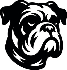 Alert bulldog silhouette vector art illustration
