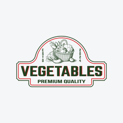 Fresh natural food logo collections template with retro vintage badge vector illustration