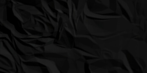 Dark black wrinkly backdrop paper background. panorama craft wrinkly paper texture background, crumpled.	
