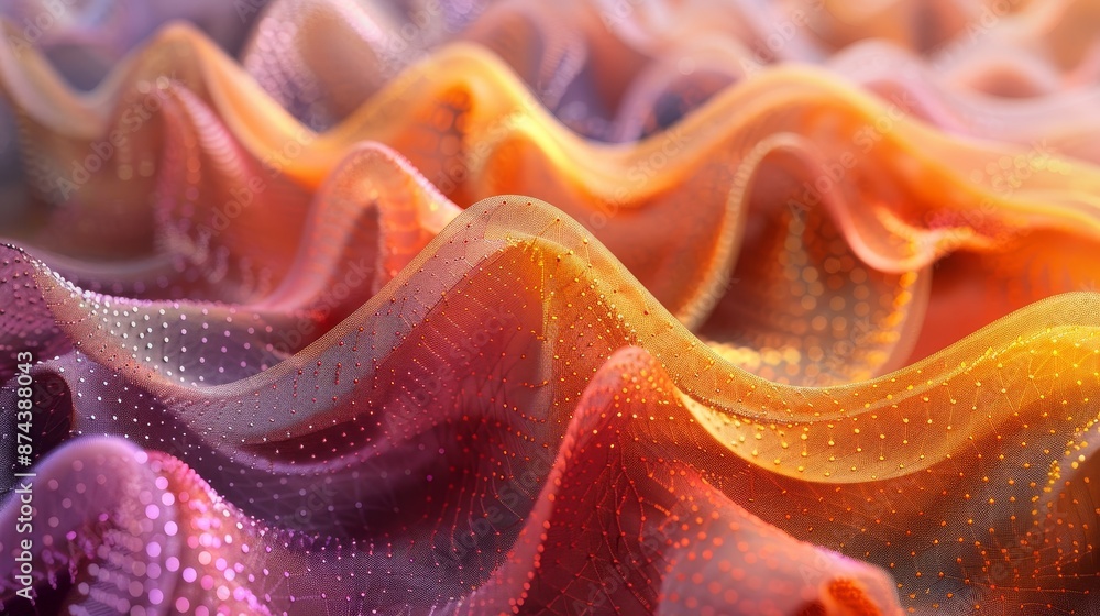 Poster gradient patterns textile design: a 3d illustration presenting textile designs featuring intricate g