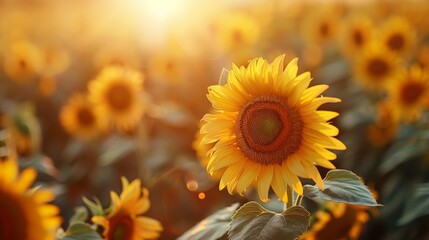 Vibrant Sunflowers in Golden Light, Perfect for Summer Vibes Generative AI