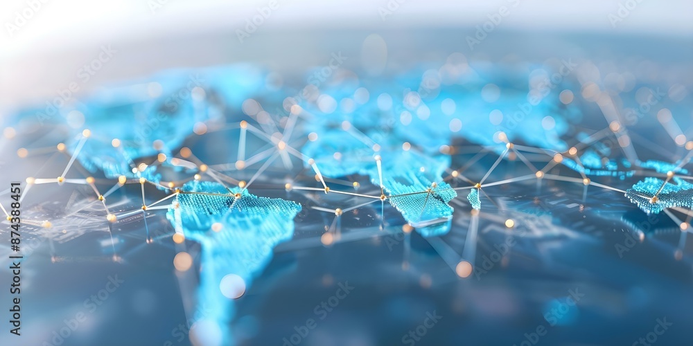 Poster interconnected global internet network for businesses and iot devices. concept iot connectivity, glo