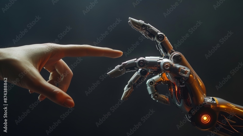 Poster human and robot connection concept generative ai