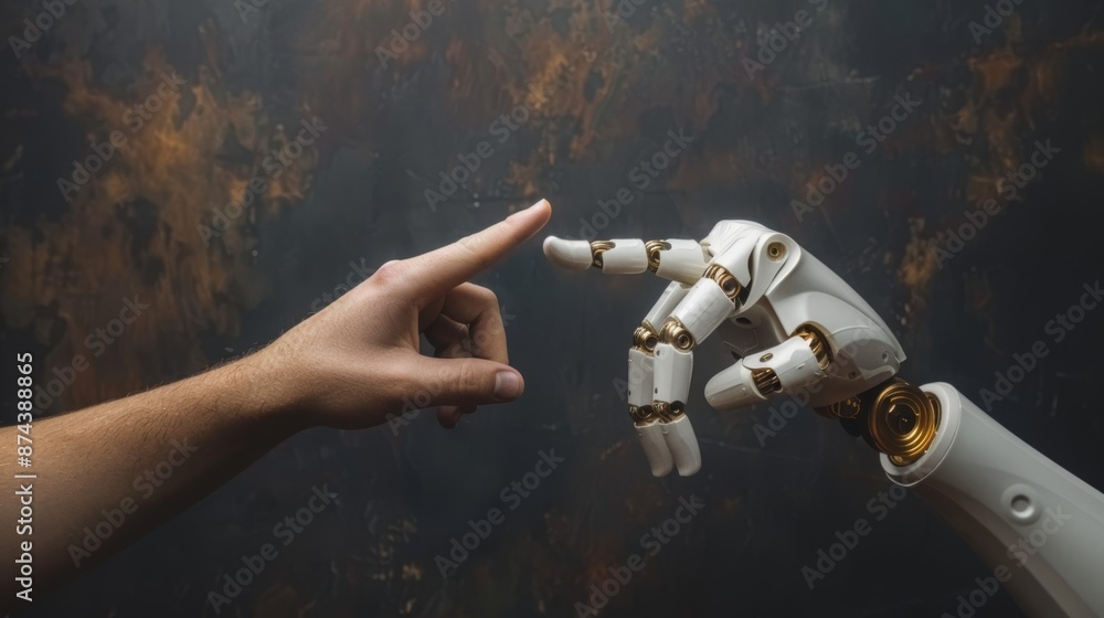 Poster human and robot connection concept generative ai