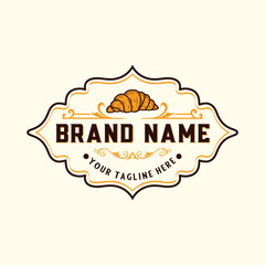 Restaurant logo Catering quality Vintage bakery template chef hat and bread for bakery restaurant