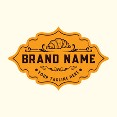 Restaurant logo Catering quality Vintage bakery template chef hat and bread for bakery restaurant