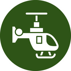 Helicopter Glyph Green Circle Icon