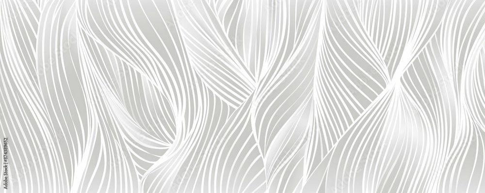 Poster an abstract pattern with elegant white lines creating a flowing, seamless design against a gray back
