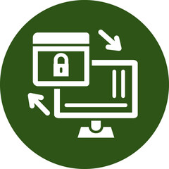 Secured Backup Glyph Green Circle Icon