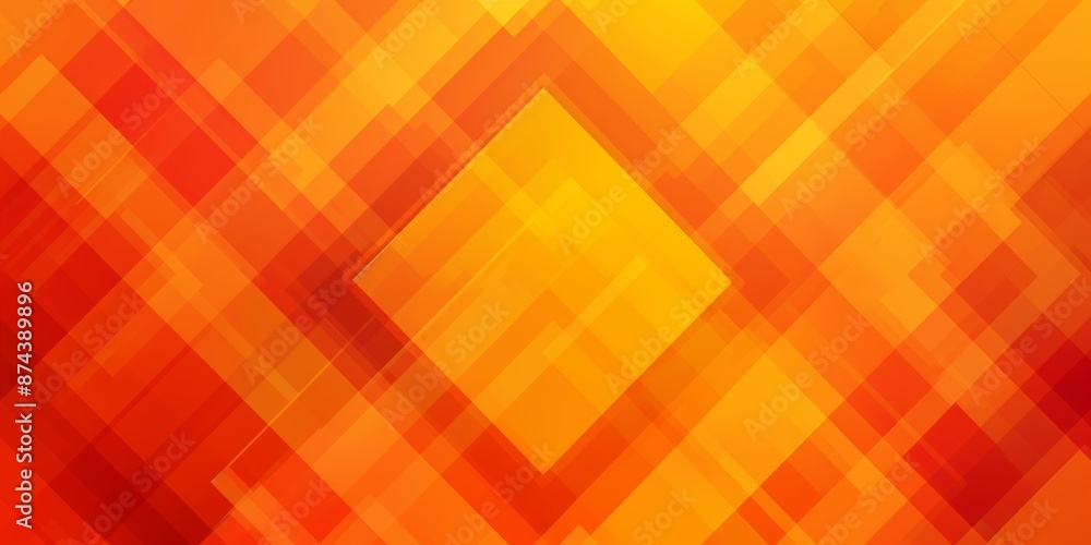 Poster abstract geometric background featuring overlapping orange and yellow shapes, forming a vibrant and 