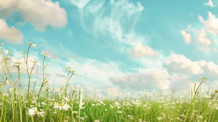 Obraz premium Daisies Under a Blue Summer Sky