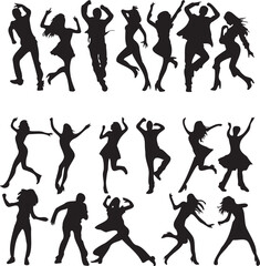  People dancing silhouette set