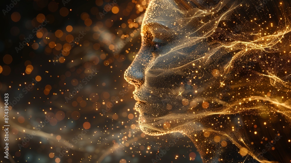 Aufkleber digital brain concept, close-up of abstract background generative ai