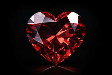 Fototapeta premium red diamond crystal in shape of heart symbol of love