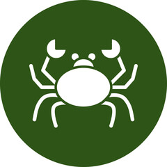 Crab Glyph Green Circle Icon