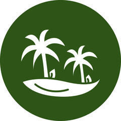 Palm Tree Glyph Green Circle Icon