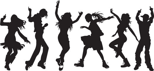  People dancing silhouette set