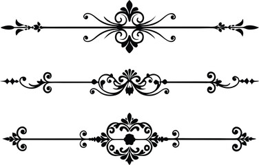 set of decorative divider elements illustration black and white