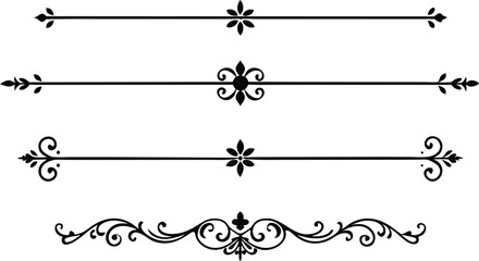 set of decorative divider elements illustration black and white