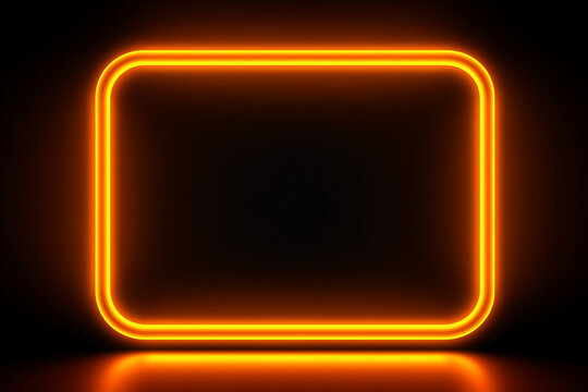 yellow neon light fluorescent abstract rectangular frame