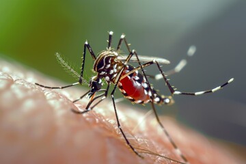 Fototapeta premium mosquito on the human body, close-up, macro