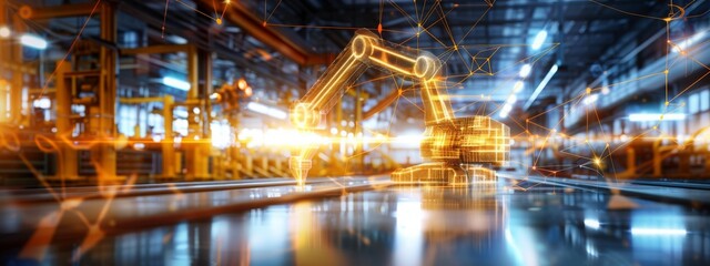 Obraz premium Smart Factory Concept - Industry 4.0, Automation, and Data Exchange in Manufacturing Generative AI