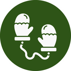 Mitten Glyph Green Circle Icon