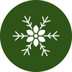 Snowflake Glyph Green Circle Icon