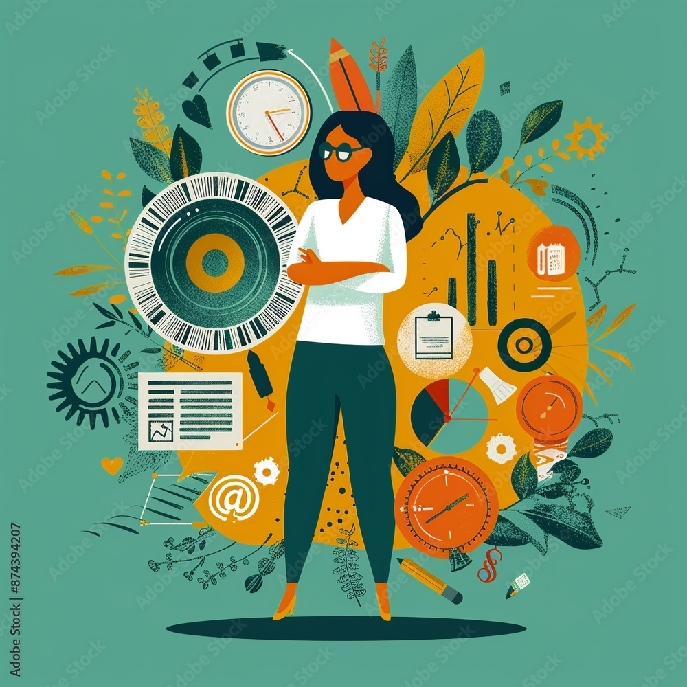 Poster capture the essence of ambition and empowerment with an image of a businesswoman holding a target ic