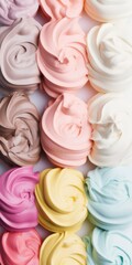  multicolor ice cream toppings, top view, pastel color, minimalism