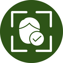 Facial Recognition Glyph Green Circle Icon